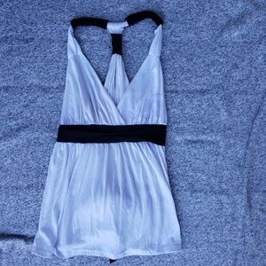 Black and White Tie Halter Tank Top